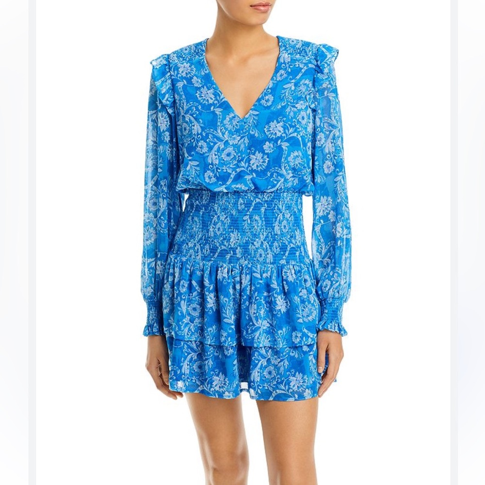 Aqua Watercolor Floral Print Smocked Mini Dress - 100% Exclusive